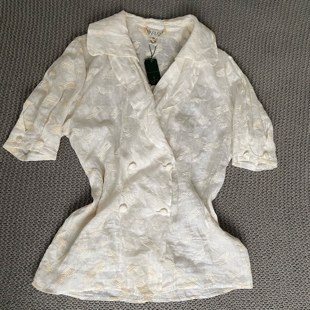 Gucci NWT Authentic vintage linen short sleeve top / blouse/ blazer IT 46 (M/ L)